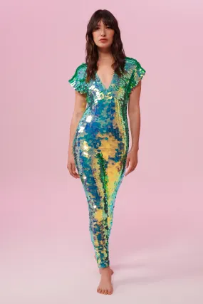 APHRODITE SEQUIN JUMPSUIT - CHAMELEON