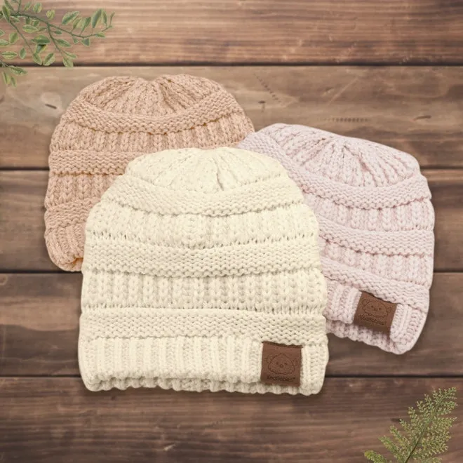 Baby Knitted Beanie - 3 Pack (Pale)