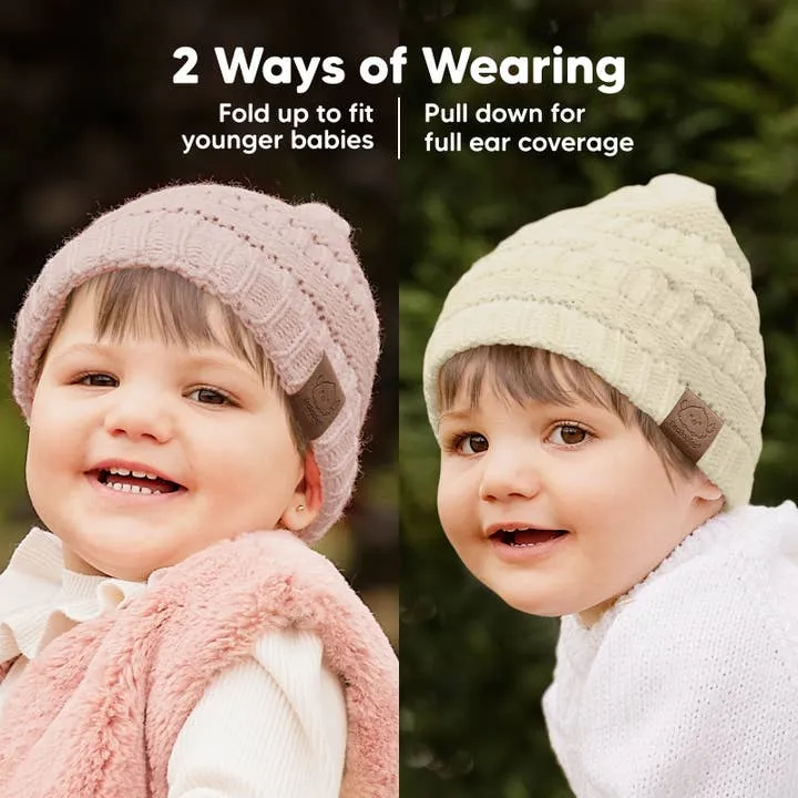 Baby Knitted Beanie - 3 Pack (Pale)