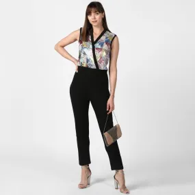 Black And Multi-Coloured Polyester Sequin Jumpsuit