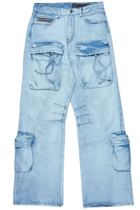 Boys Cazer Blue Baggy Fit Cargo Jean