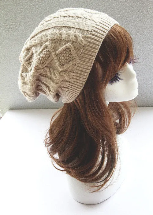 Chapeu Feminino Twist Pattern Women Winter Hat Knitted Sweater Fashion Hats For Women New Design Caps