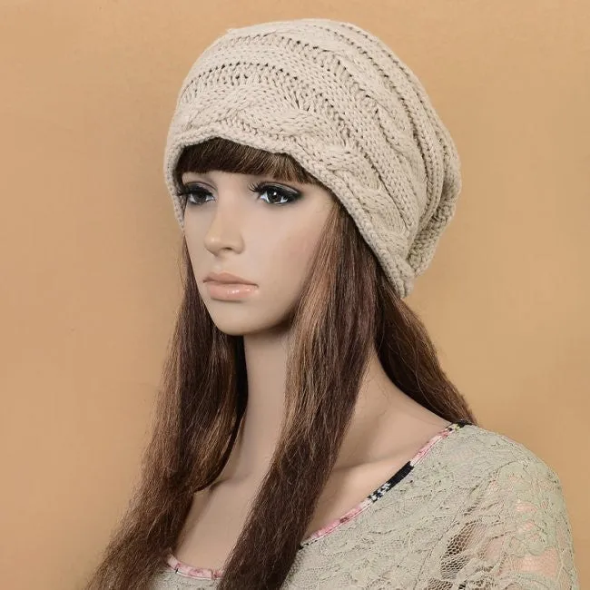 Chapeu Feminino Twist Pattern Women Winter Hat Knitted Sweater Fashion Hats For Women New Design Caps