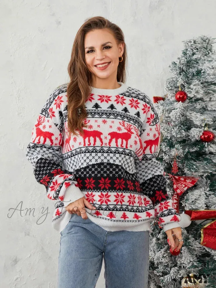 Couples Reindeer Pattern Christmas Sweater