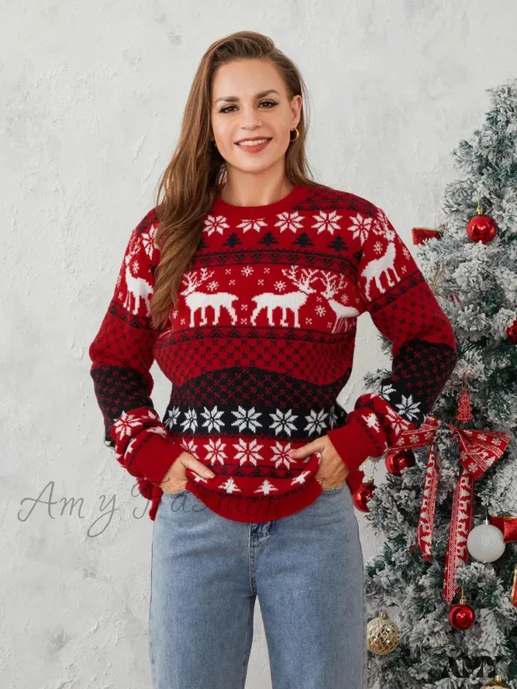 Couples Reindeer Pattern Christmas Sweater