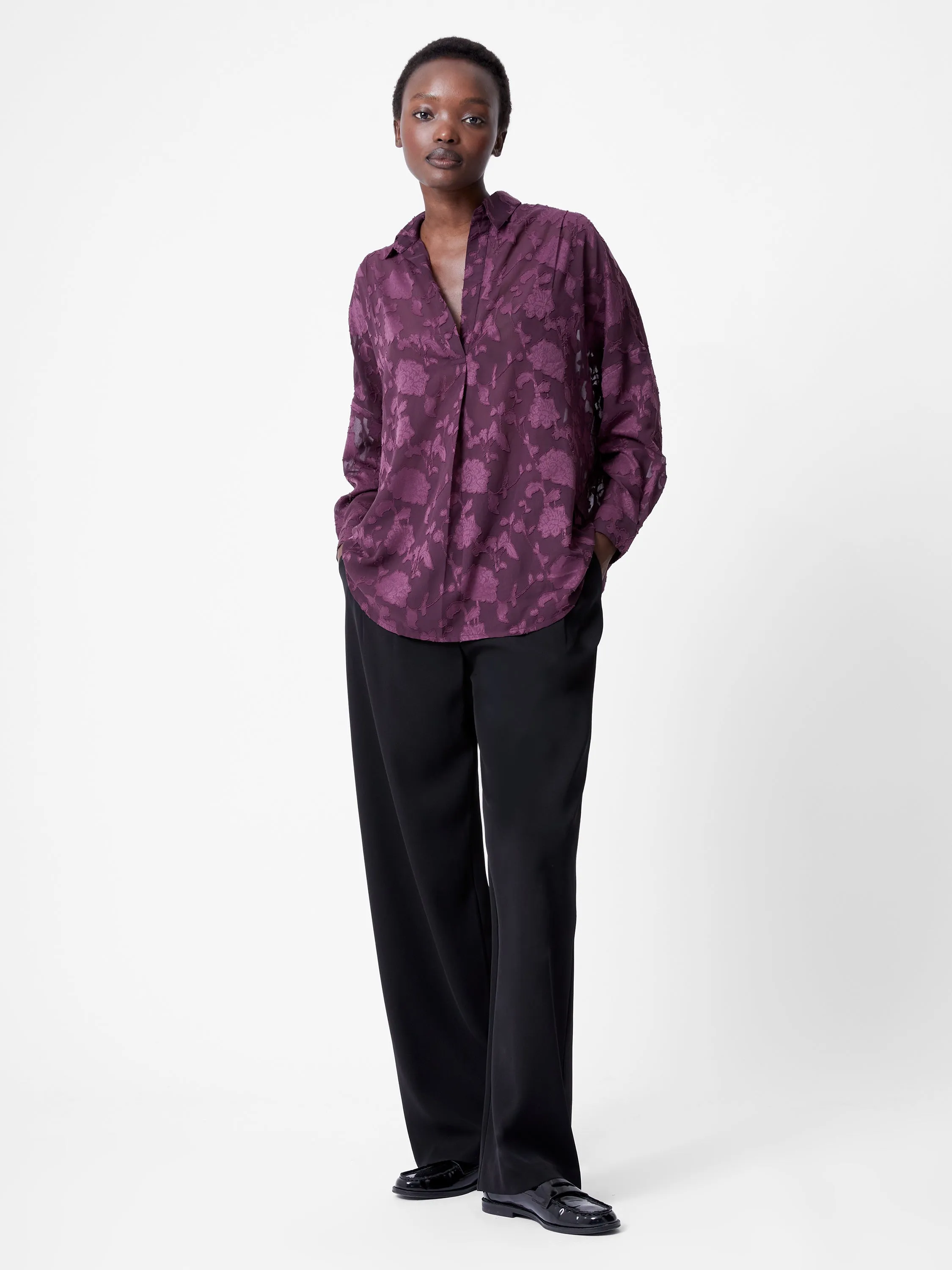 Devore Satin Popover Shirt