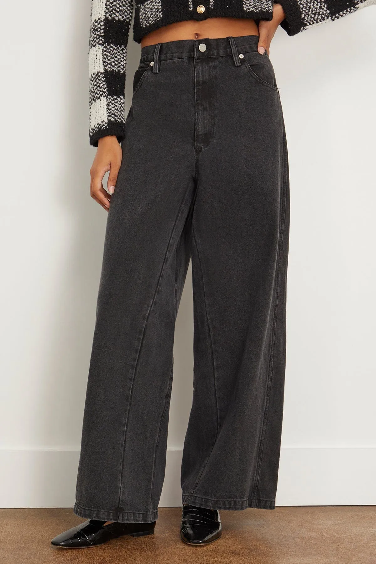 Elena Denim Baggy Pants in Black