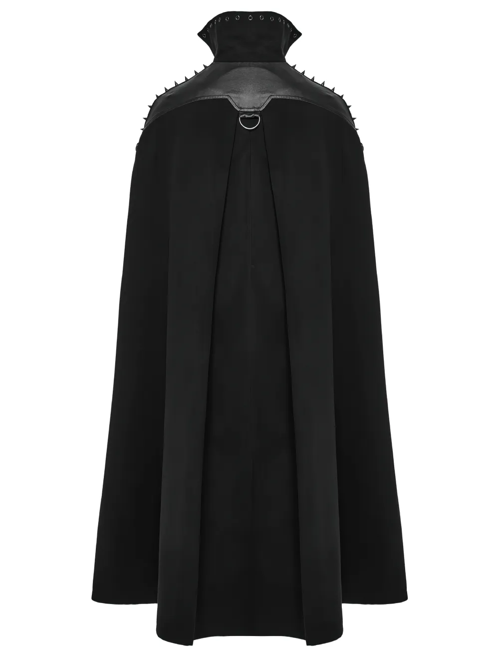 Gothic Black Woolen Cape with Buckle Accents for Men