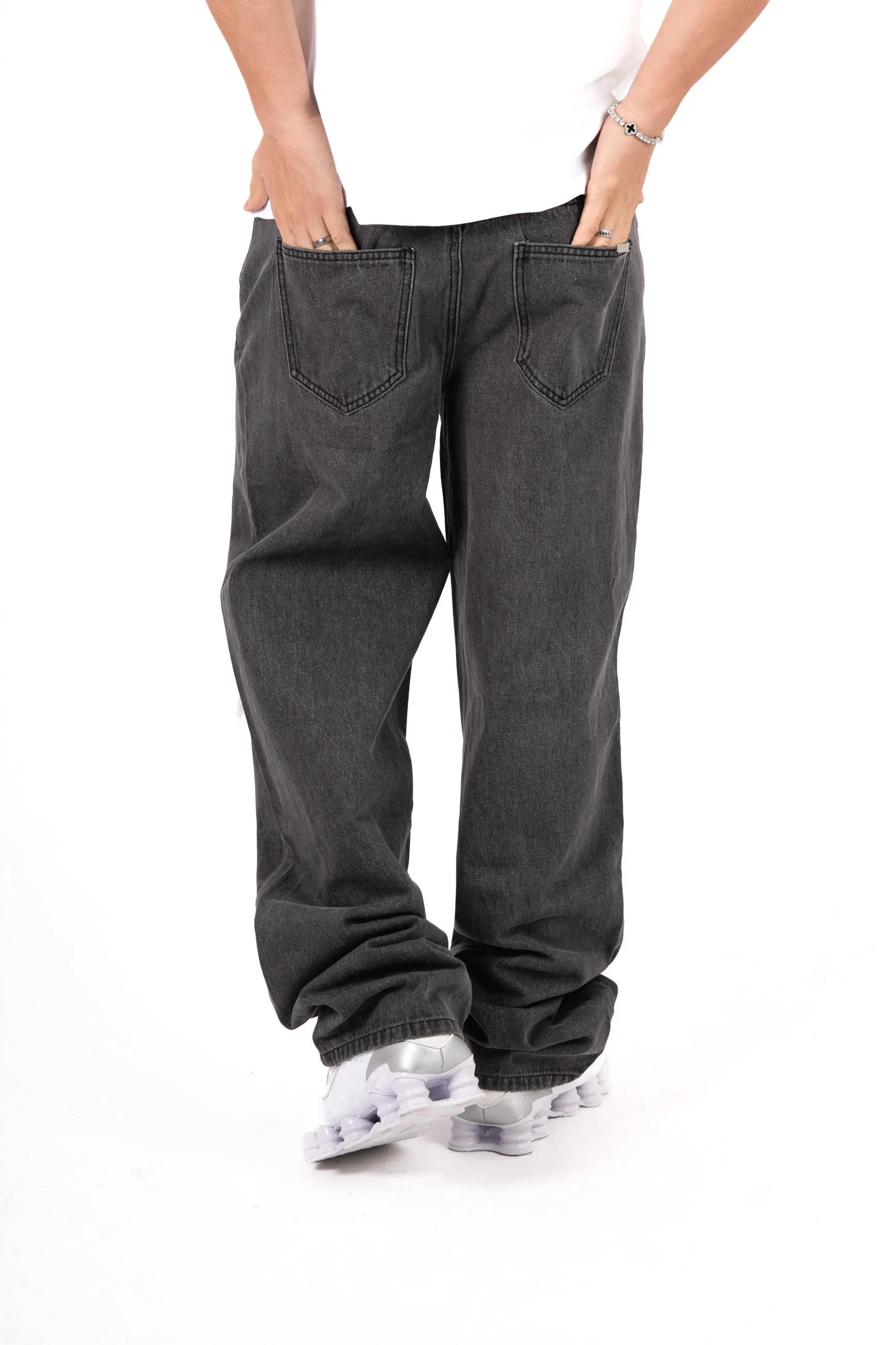 Grey Washed Rapture Rip & Repair Baggy Fit Jeans