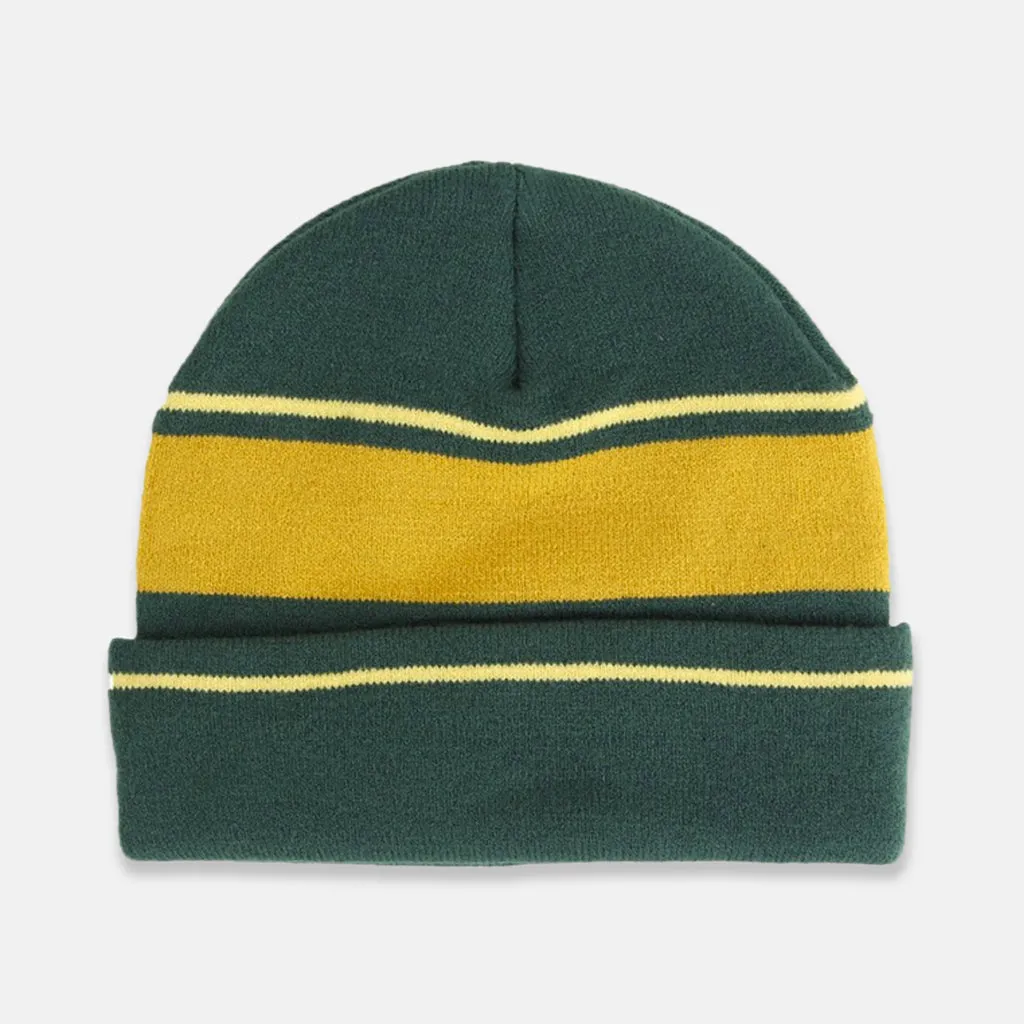 Helas - Knitted Beanie - Green / Orange