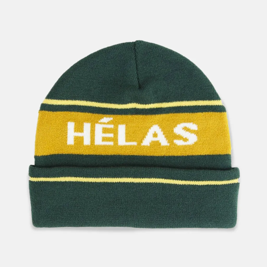 Helas - Knitted Beanie - Green / Orange