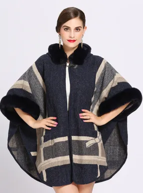 Hood Shawl Cloak Ladies Jacquard Woolen Coat