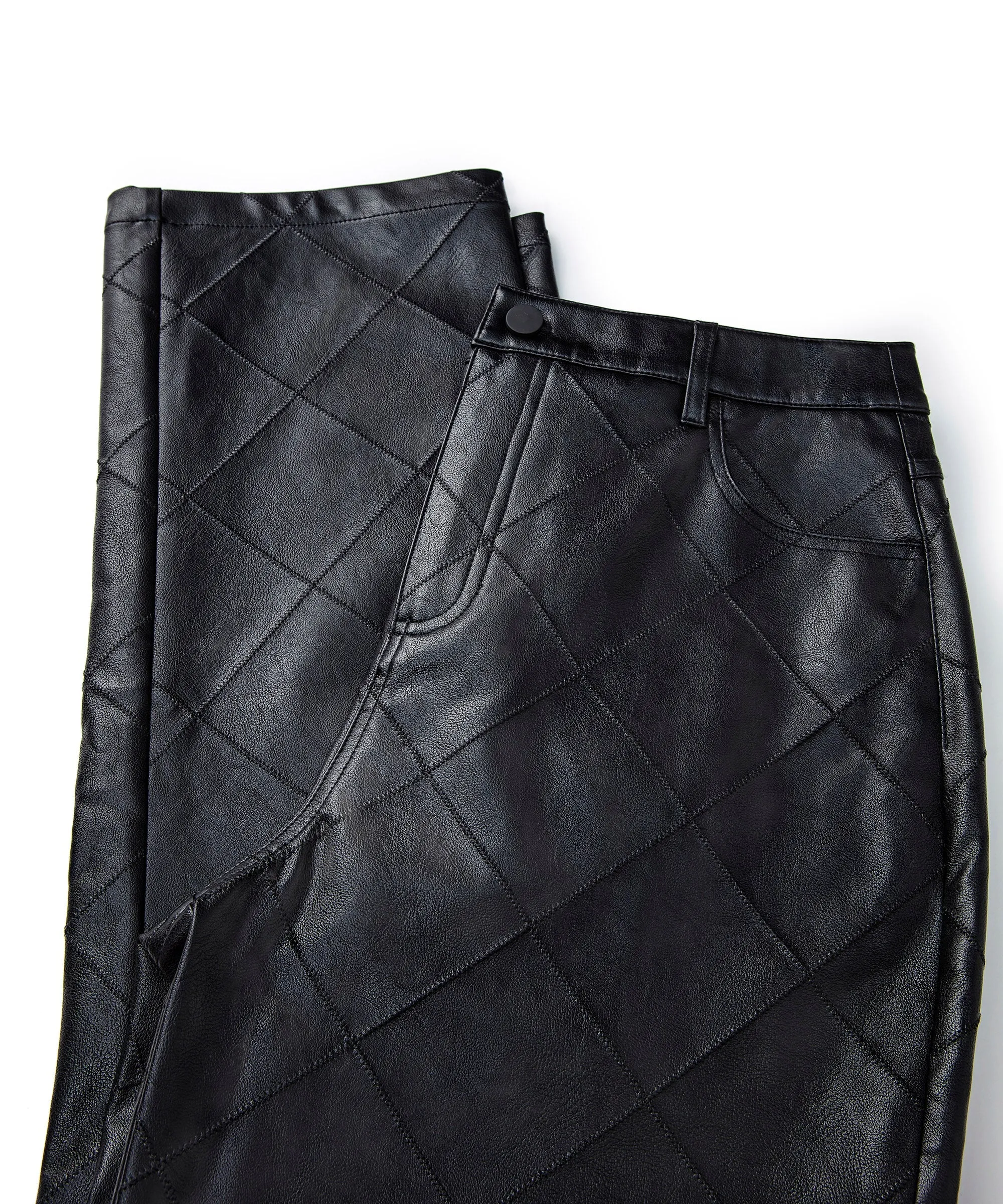 Ipekyol Leather Look Stitched Trousers Black