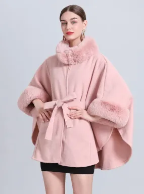 Knitted Shawl Cloak Lace-up Woolen Coat