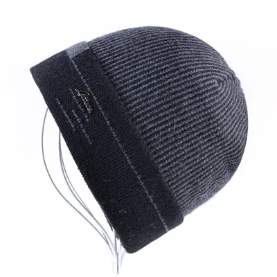 Knitted Winter Beanie For Men - Gray,Blue