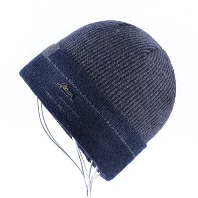 Knitted Winter Beanie For Men - Gray,Blue