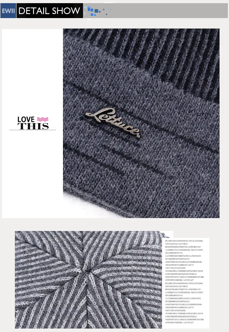 Knitted Winter Beanie For Men - Gray,Blue