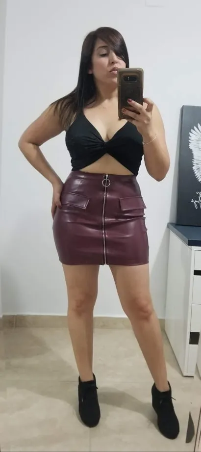 Leather Wine Mini Skirt