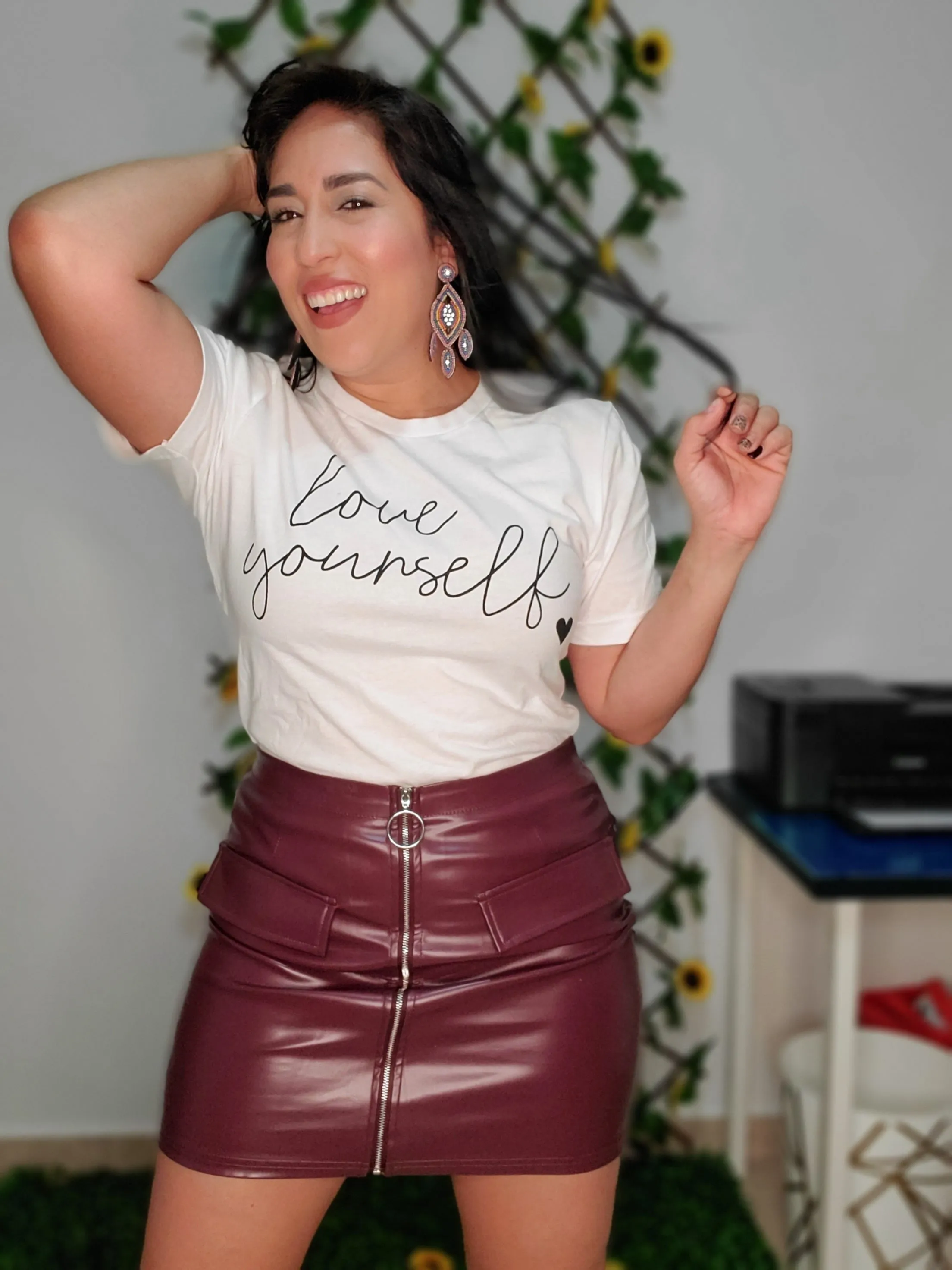 Leather Wine Mini Skirt