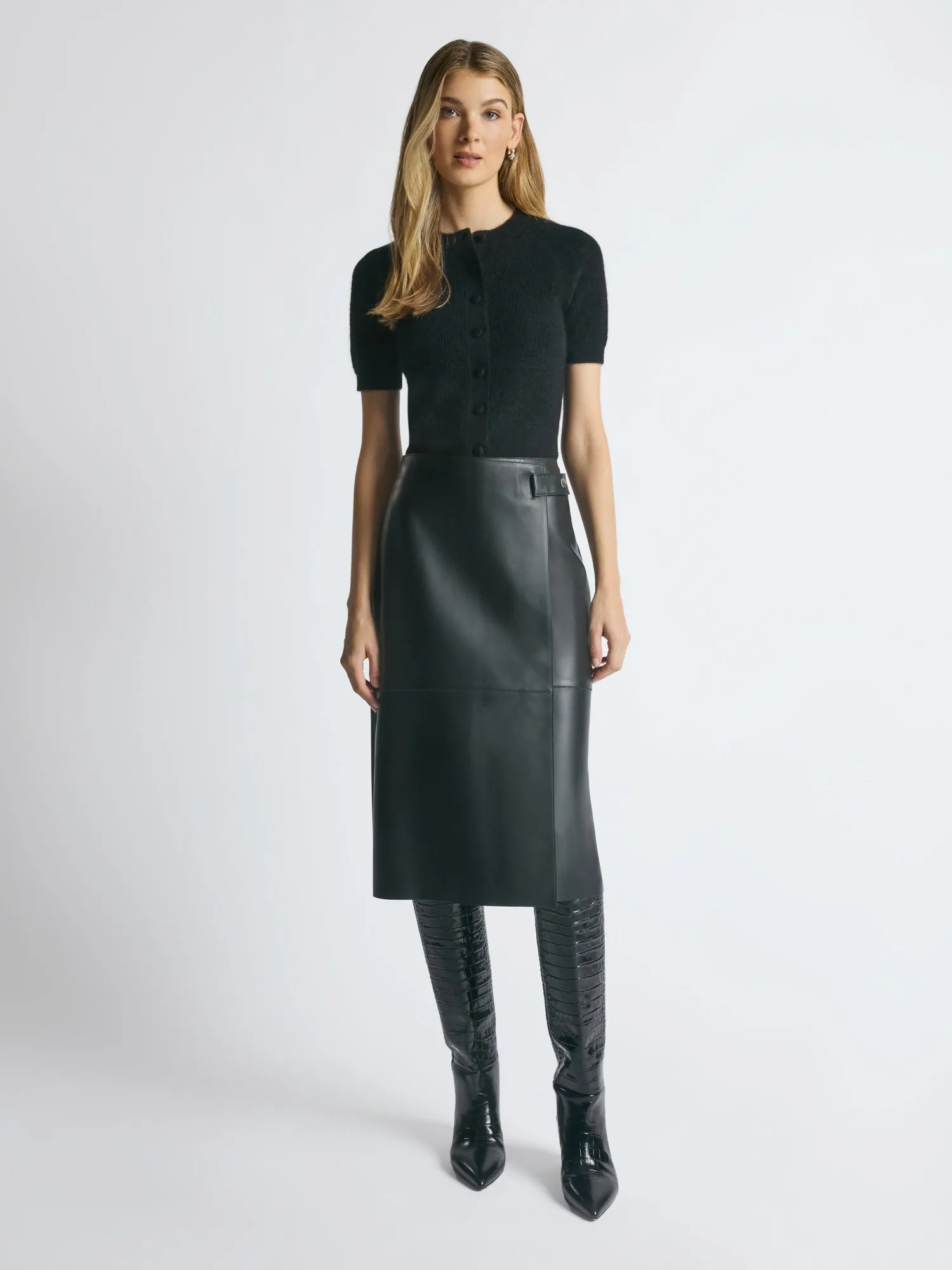 Leather wrap skirt