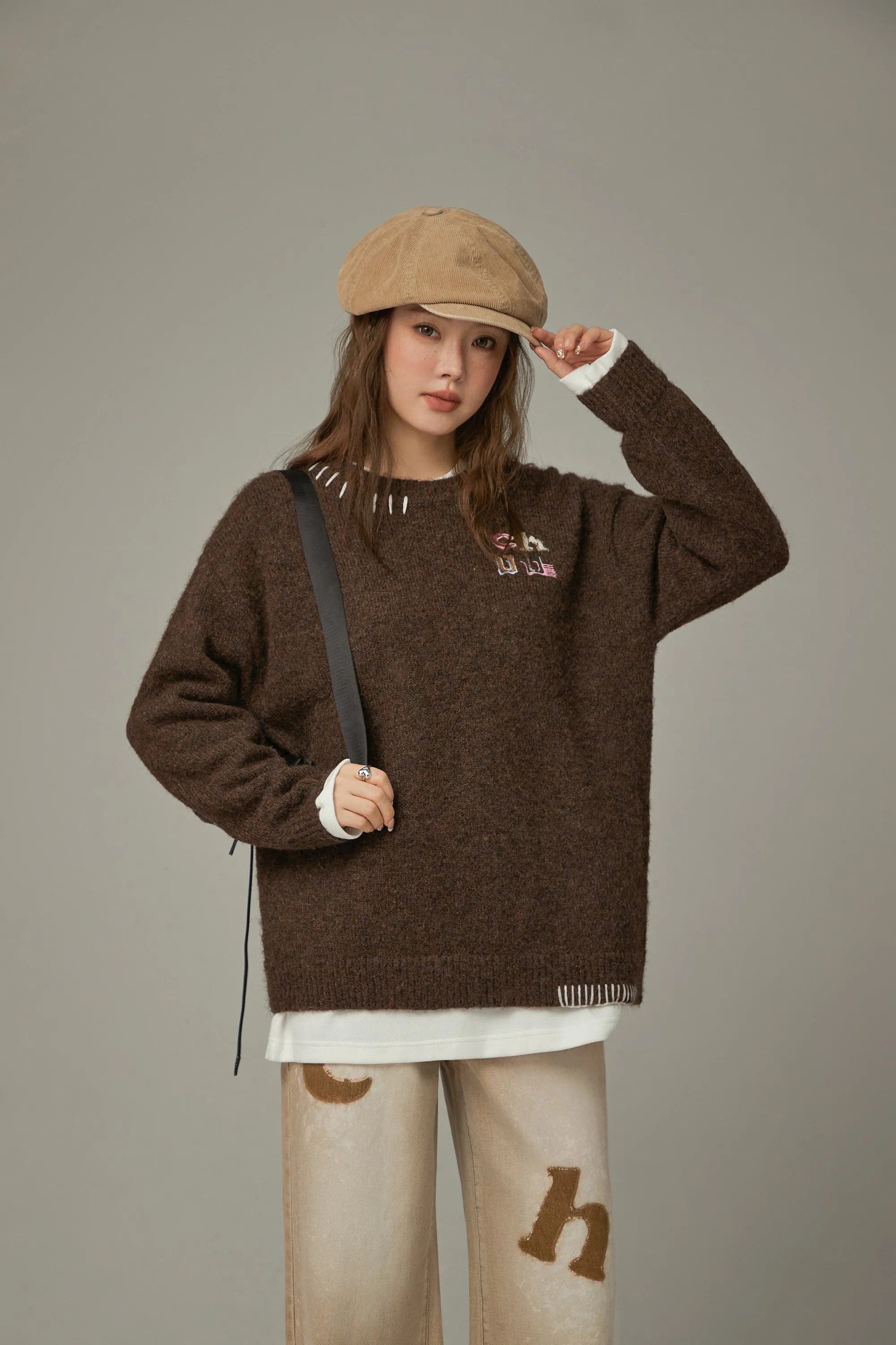 Logo Basic Loose Fit Knit Sweater