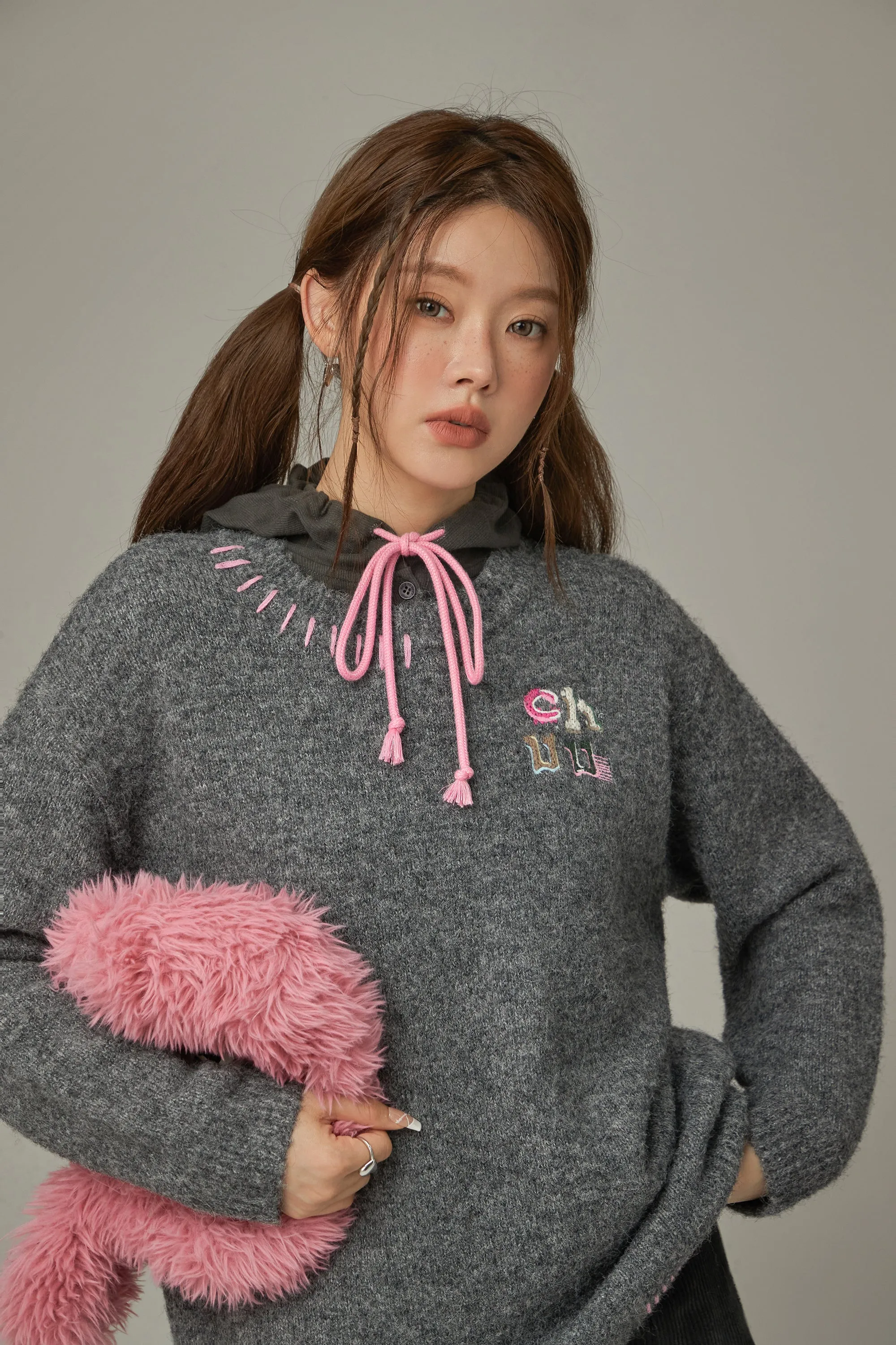 Logo Basic Loose Fit Knit Sweater