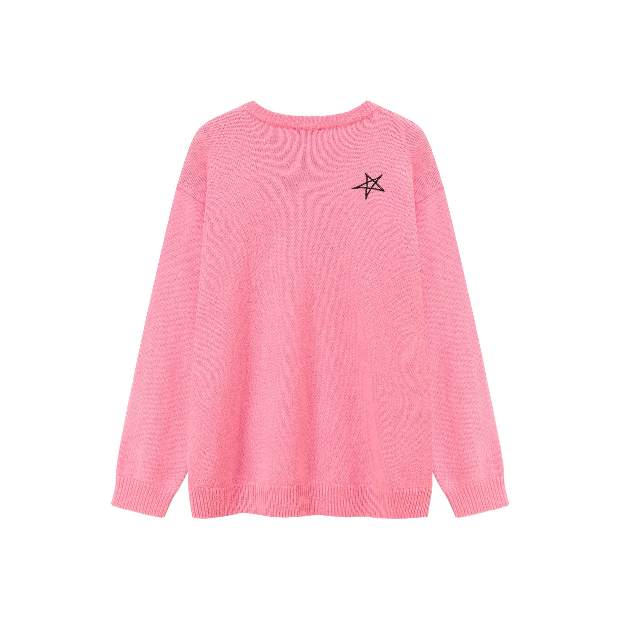 Logo Star Lettering Loose Fit Knit Sweater