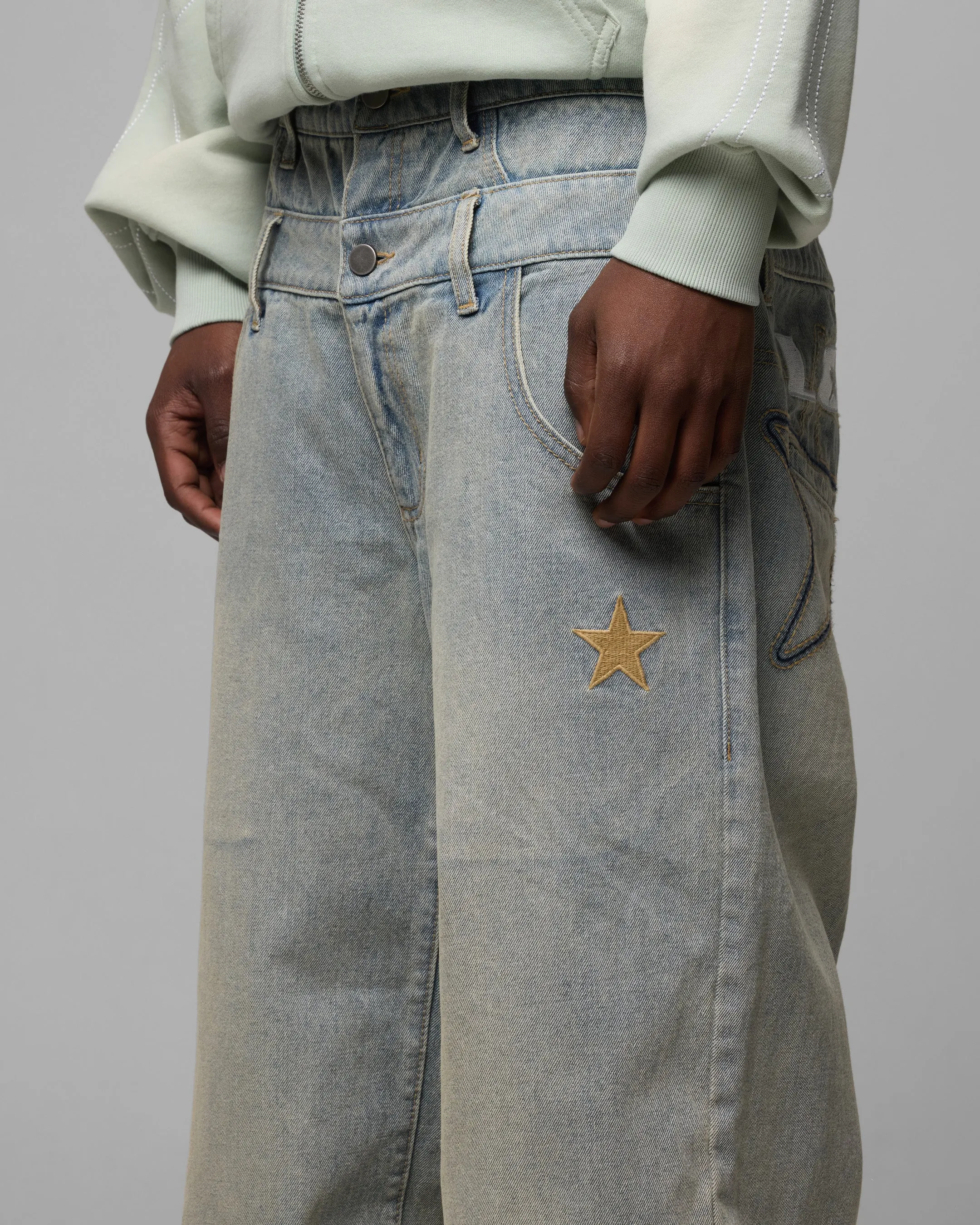 Loiter Star Layered Jeans Washed Blue