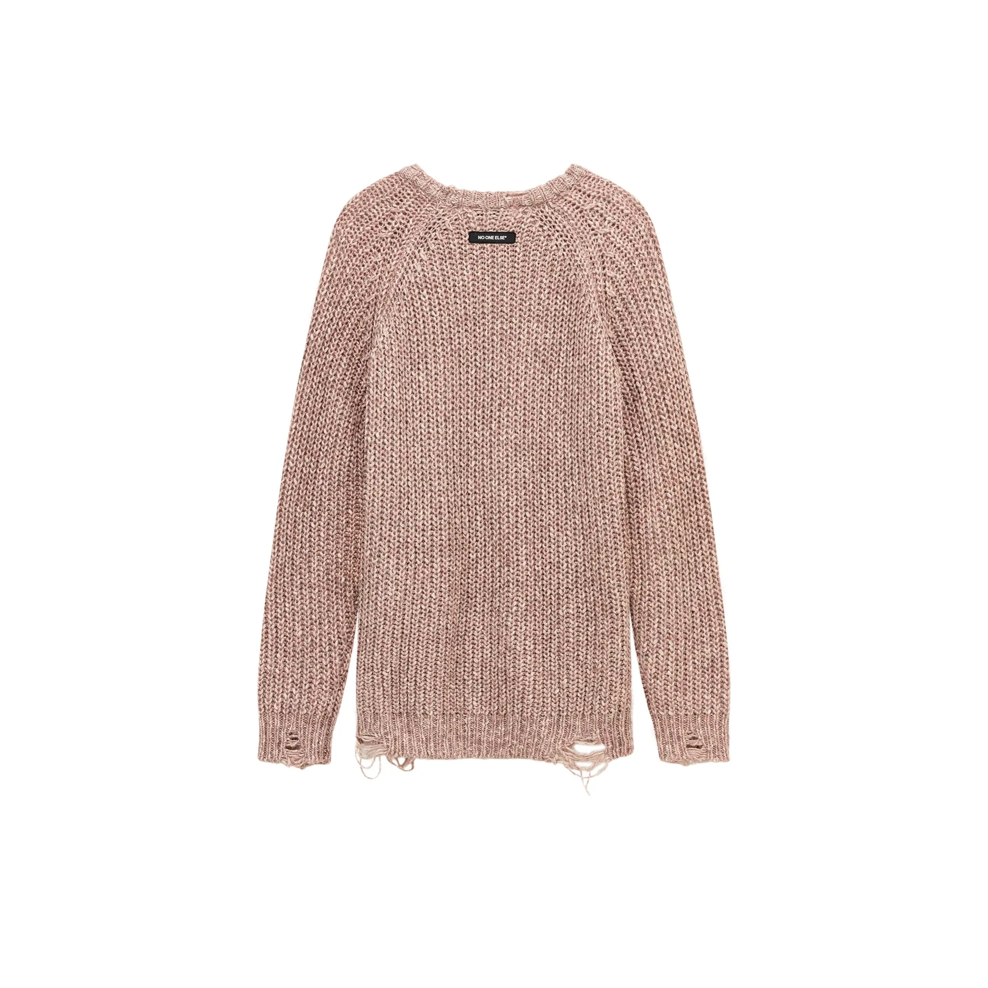 Loose Fit Raglan Knit Distressed Sweater