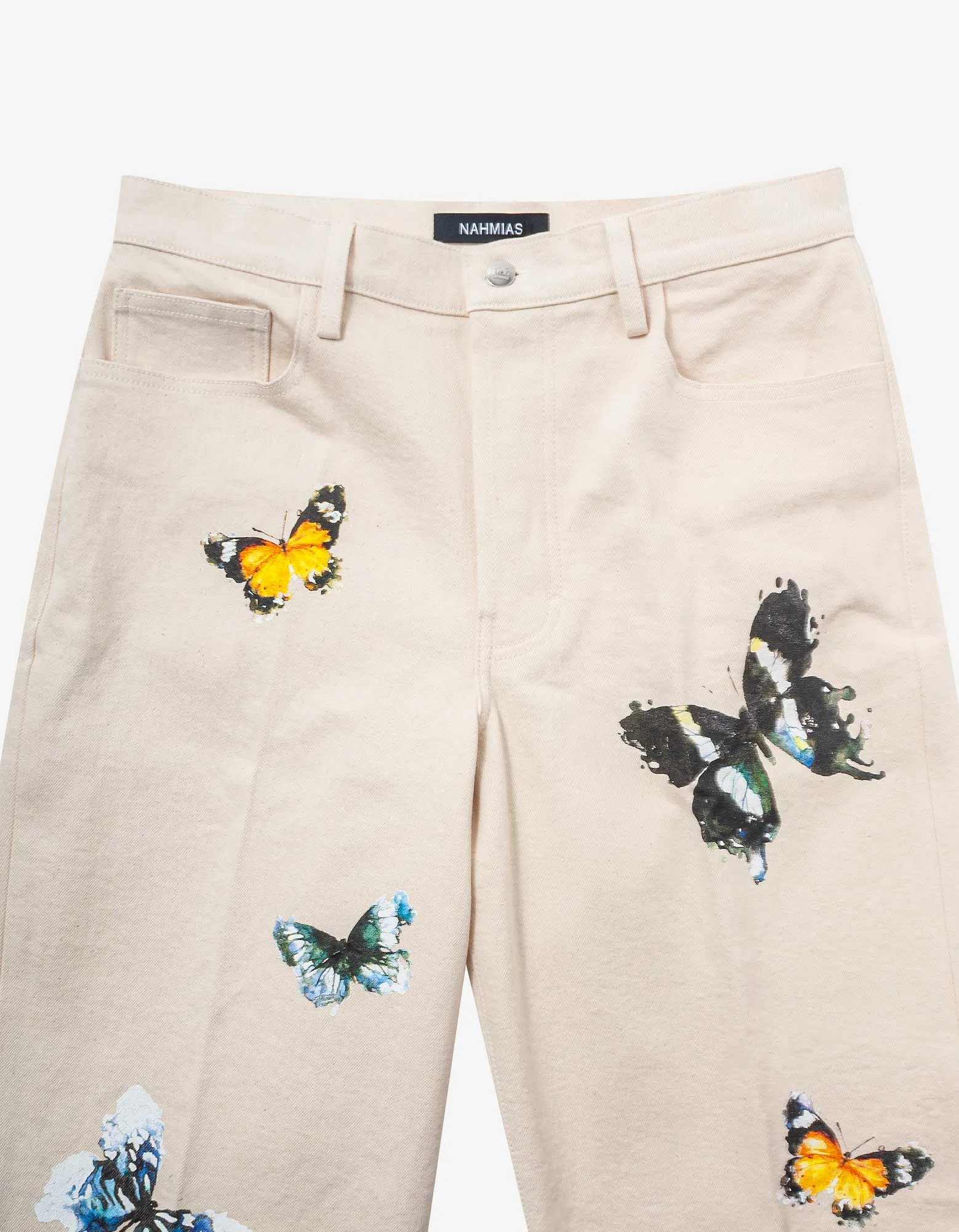 Nahmias Beige Butterfly Baggy Jeans