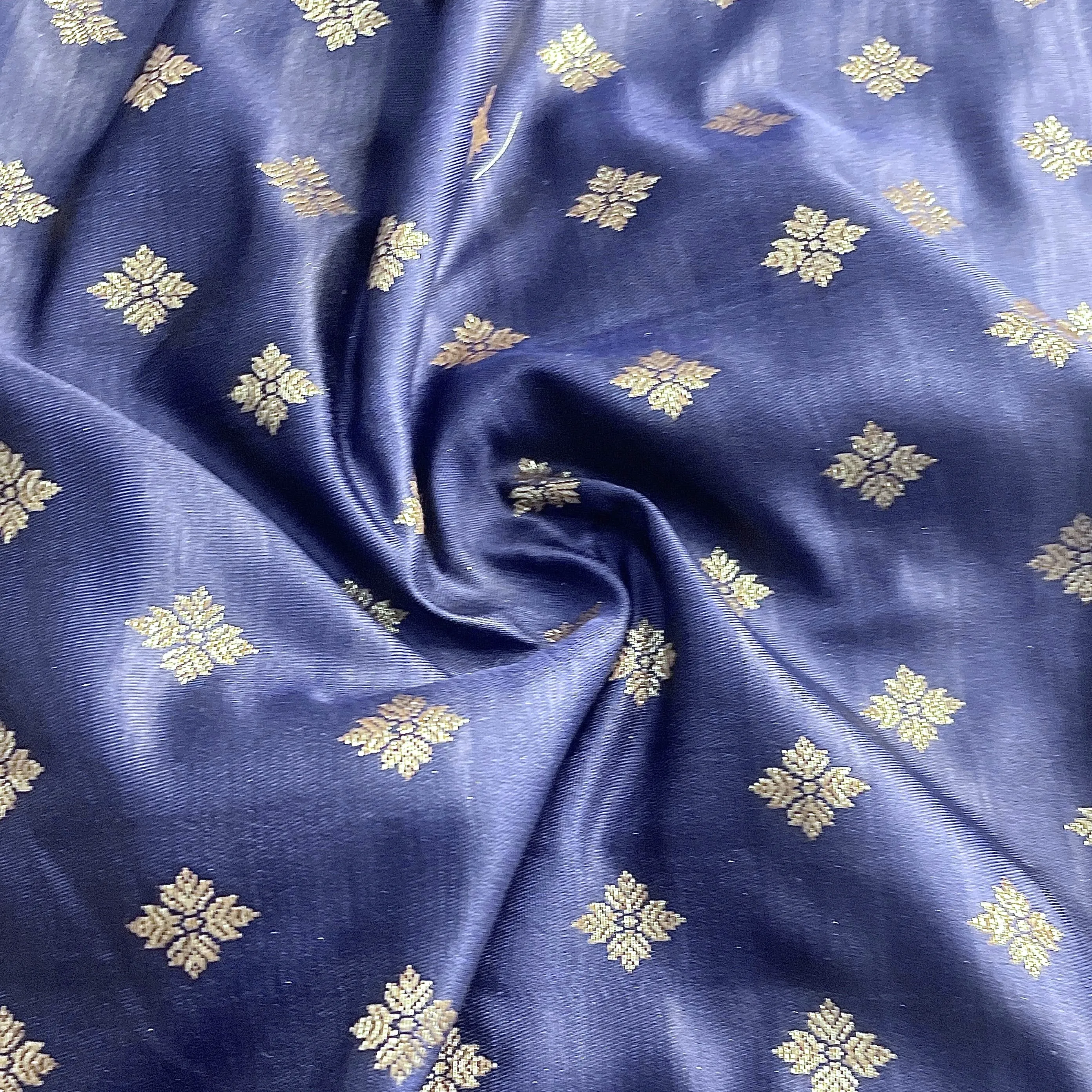 Navy Blue Banarasi Brocade Fabric 19212