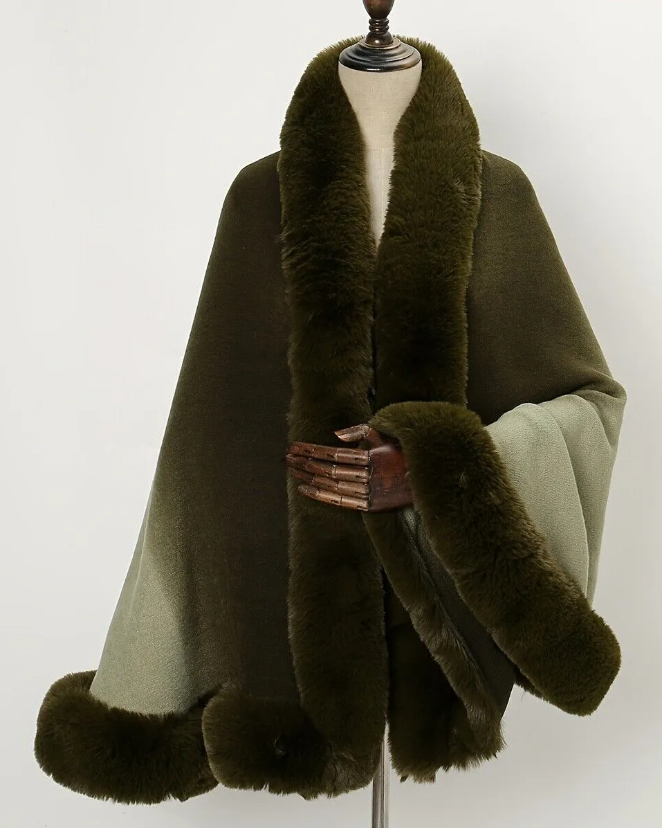 Pankh lewy woolen fur shawl/cape