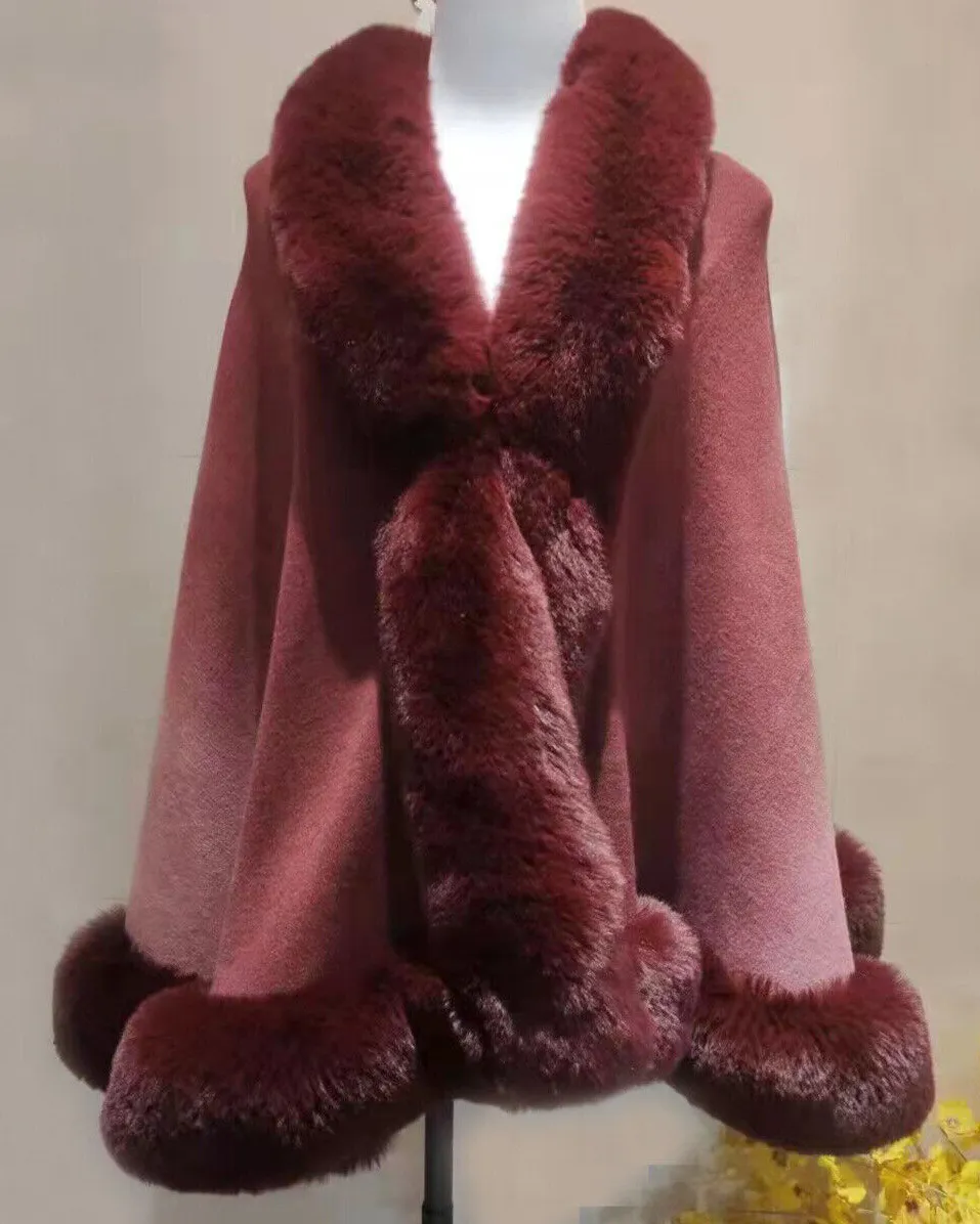 Pankh lewy woolen fur shawl/cape