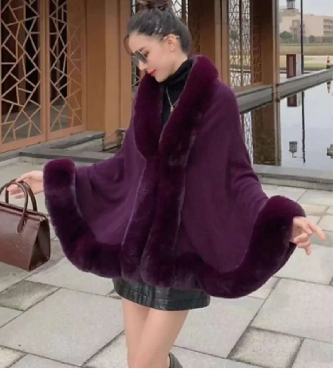 Pankh lewy woolen fur shawl/cape