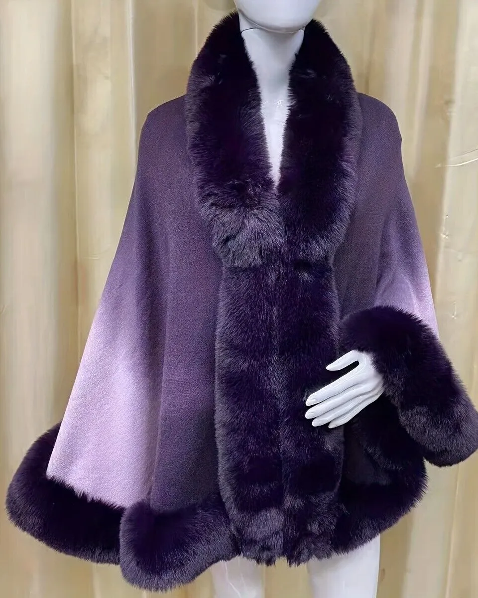 Pankh lewy woolen fur shawl/cape