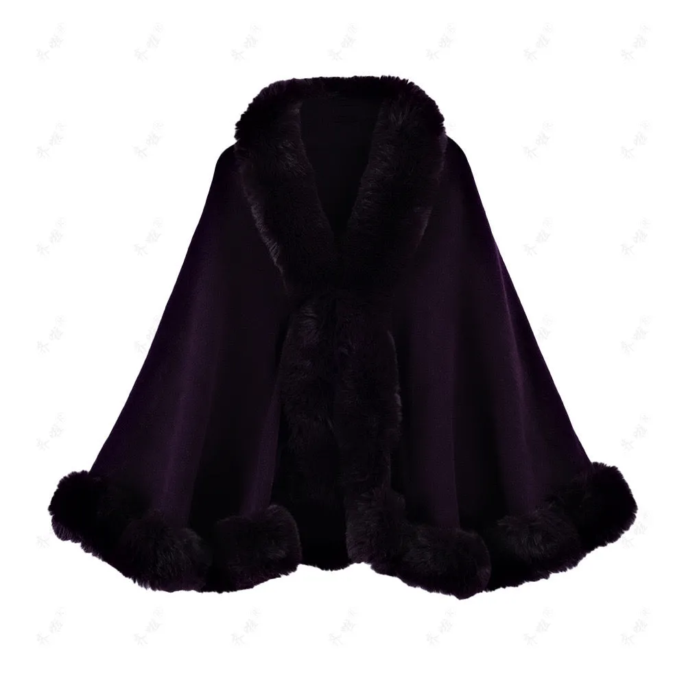 Pankh lewy woolen fur shawl/cape