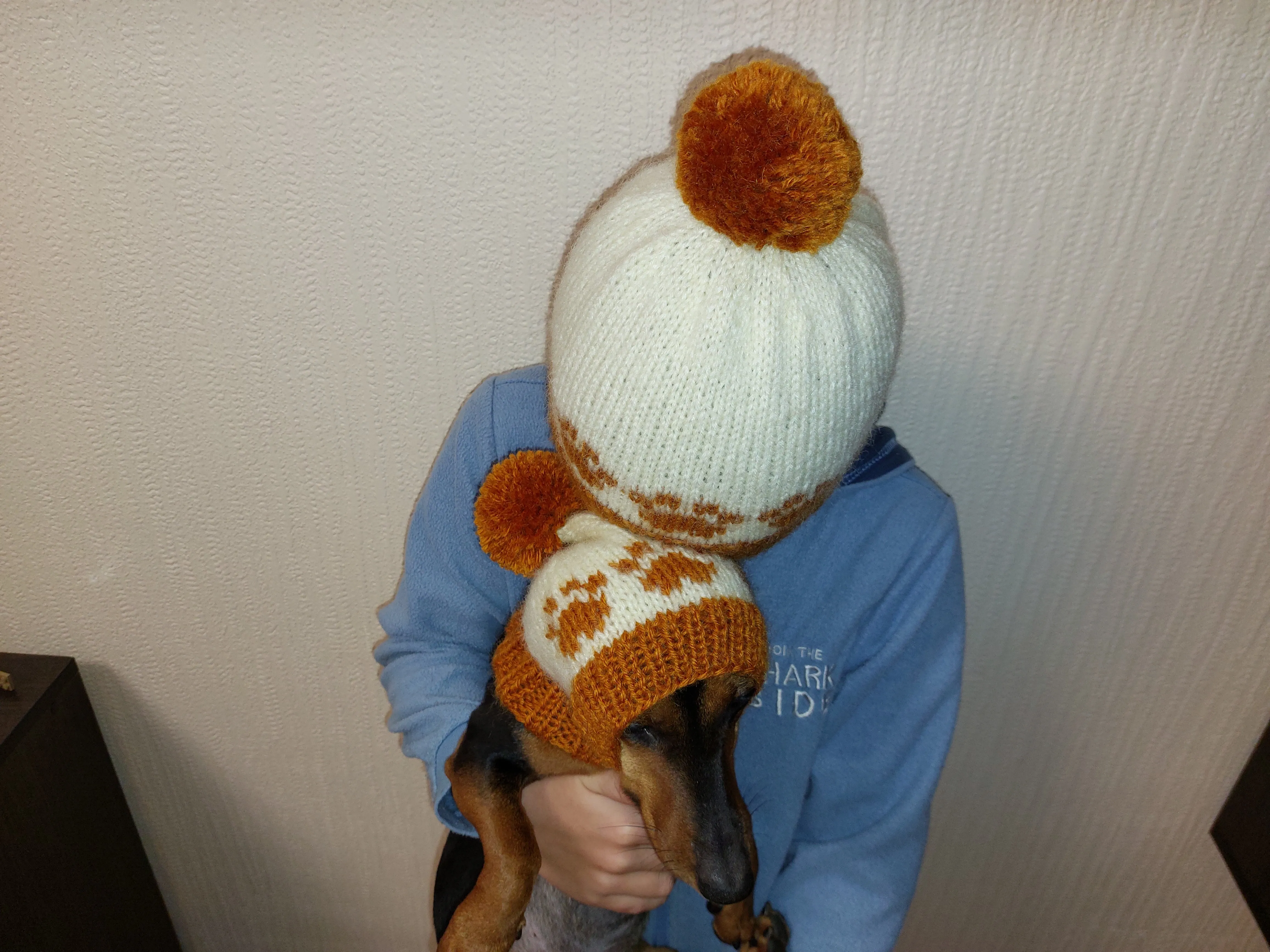 Pet paw beanies with matching owner's beanies, dachshund and me beanies, mum and pet beanie