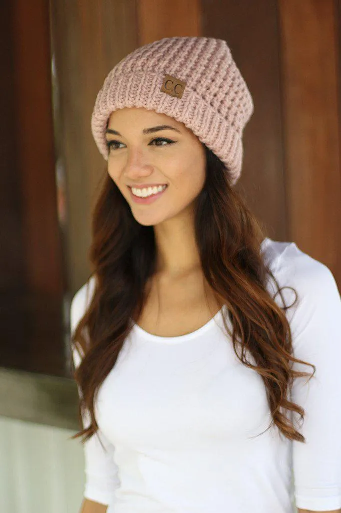 Pink Heavy Stitch Beanie