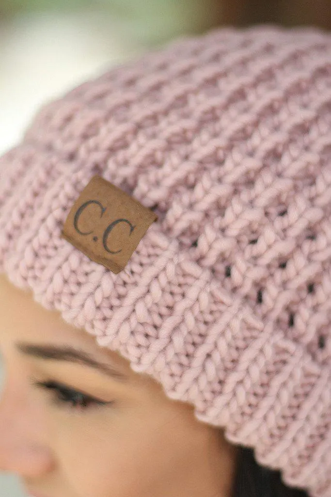 Pink Heavy Stitch Beanie