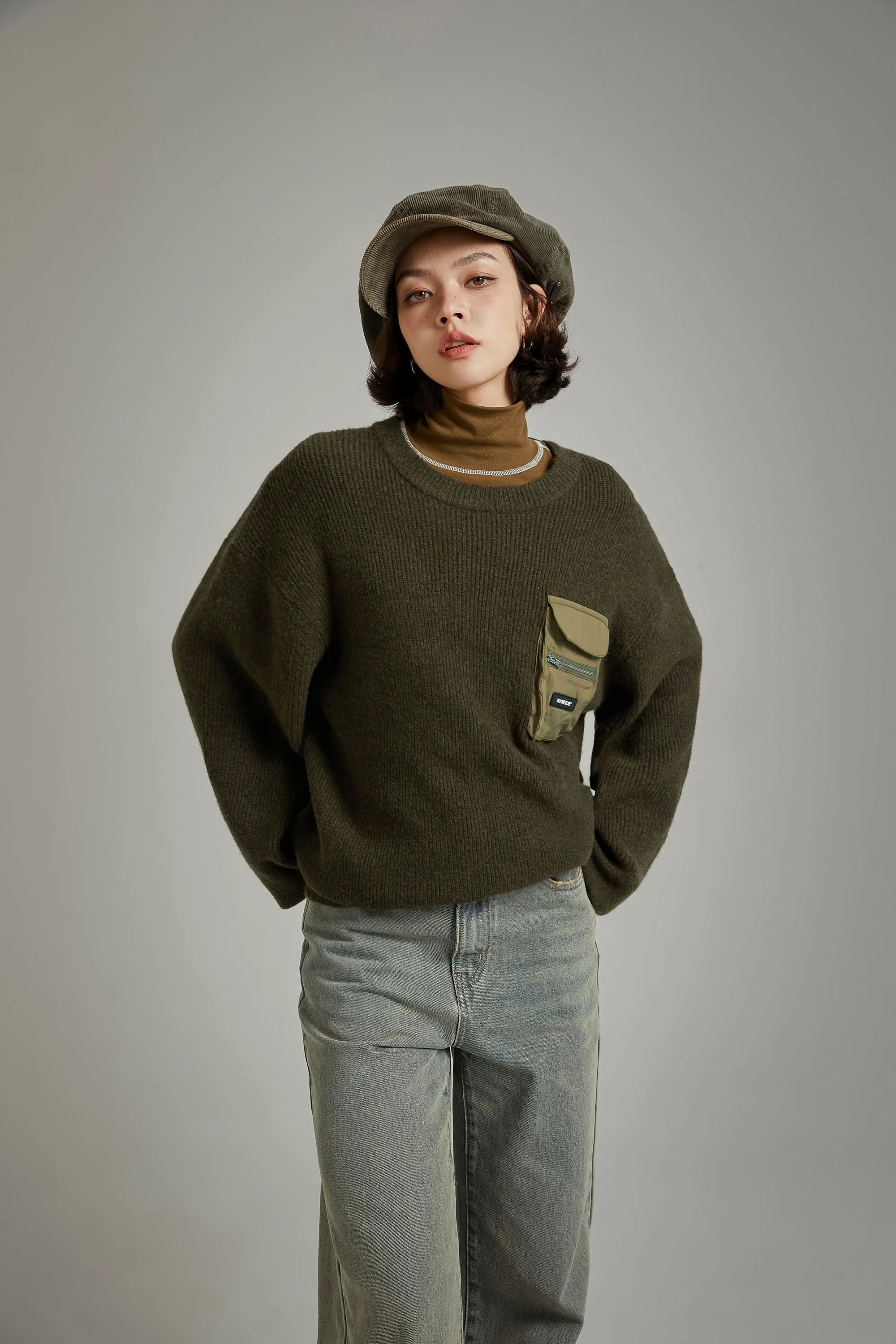 Pocket Loose Fit Knit Sweater