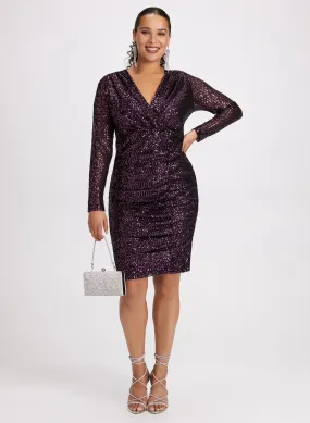 Ruched Sequin Embellished Dress