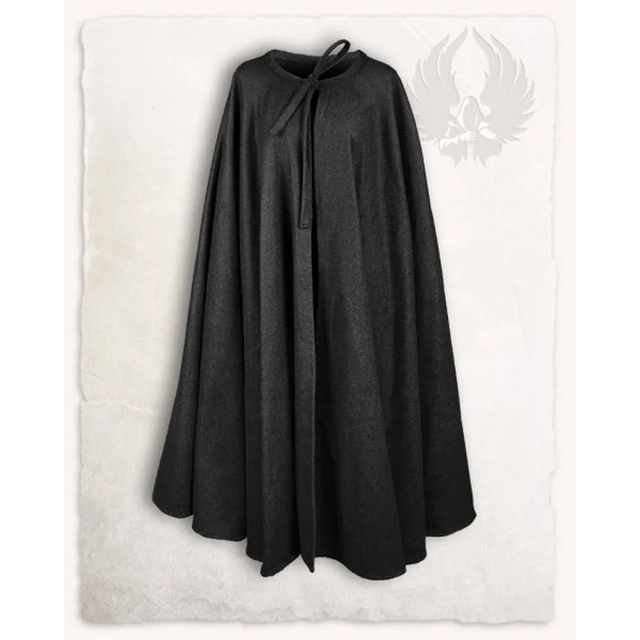 Rudolf Cloak Medieval WOOL Cape - Black