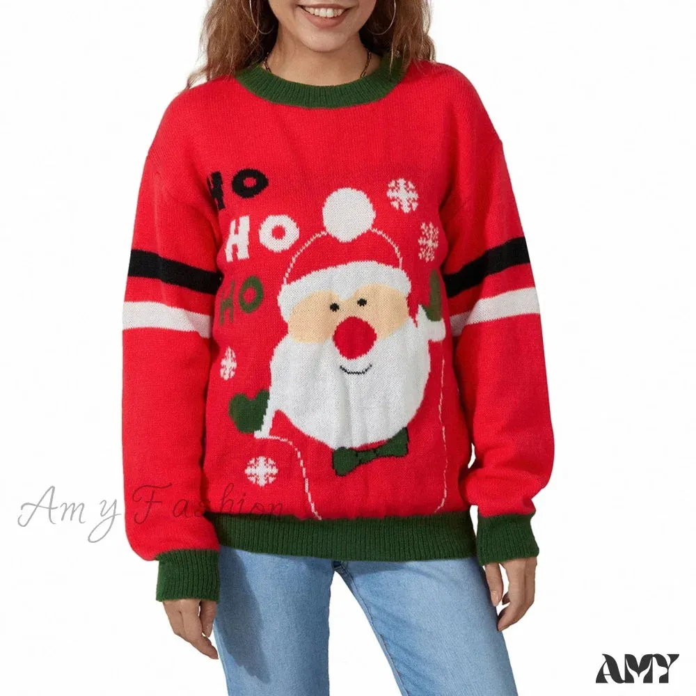 Santa Jacquard Patchwork Christmas Sweater