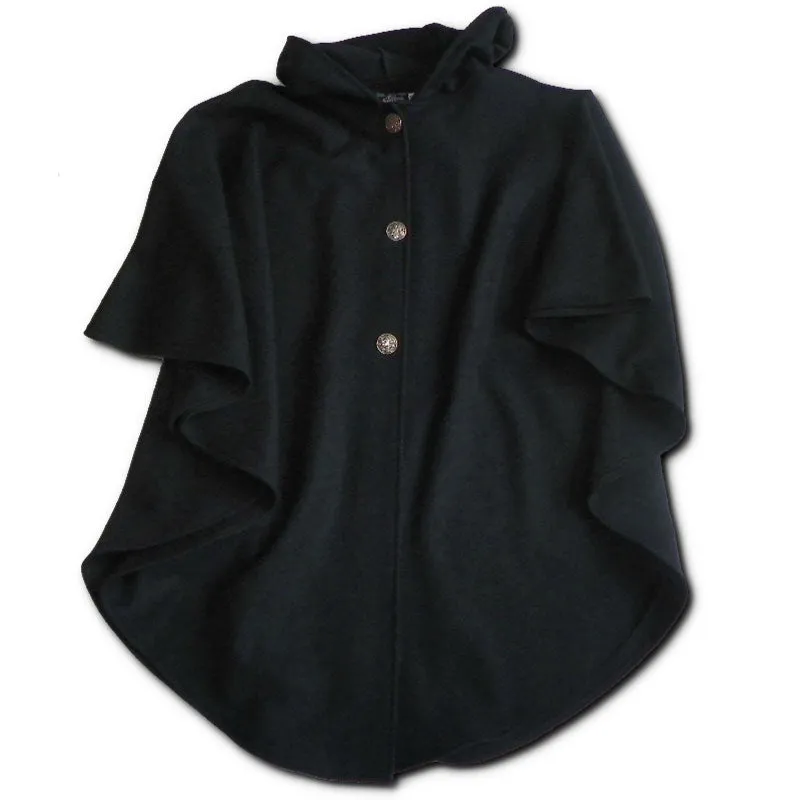 Traditional Button Cape - Midnight Black